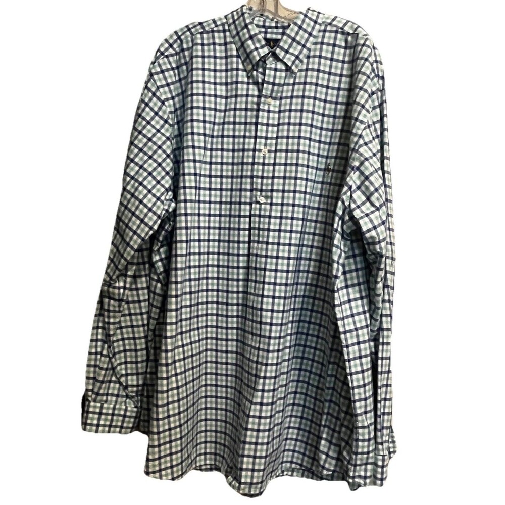 Ralph Lauren Men’s Long Sleeve Check Oxford Button Down 2XLT Shirt Green/Blue